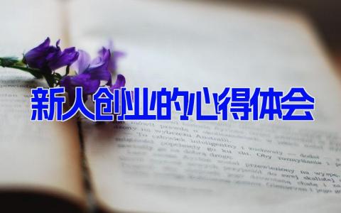 新人创业的心得体会 创业经历的心得体会(13篇）