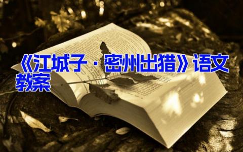 《江城子·密州出猎》语文教案课件设计 (7篇）