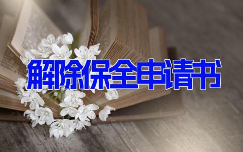 解除保全申请书(10篇）